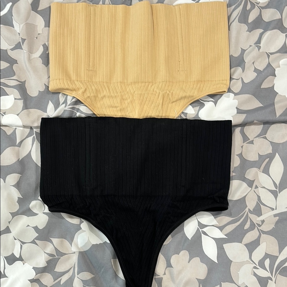 Black and Tan High-Waisted Shapewear